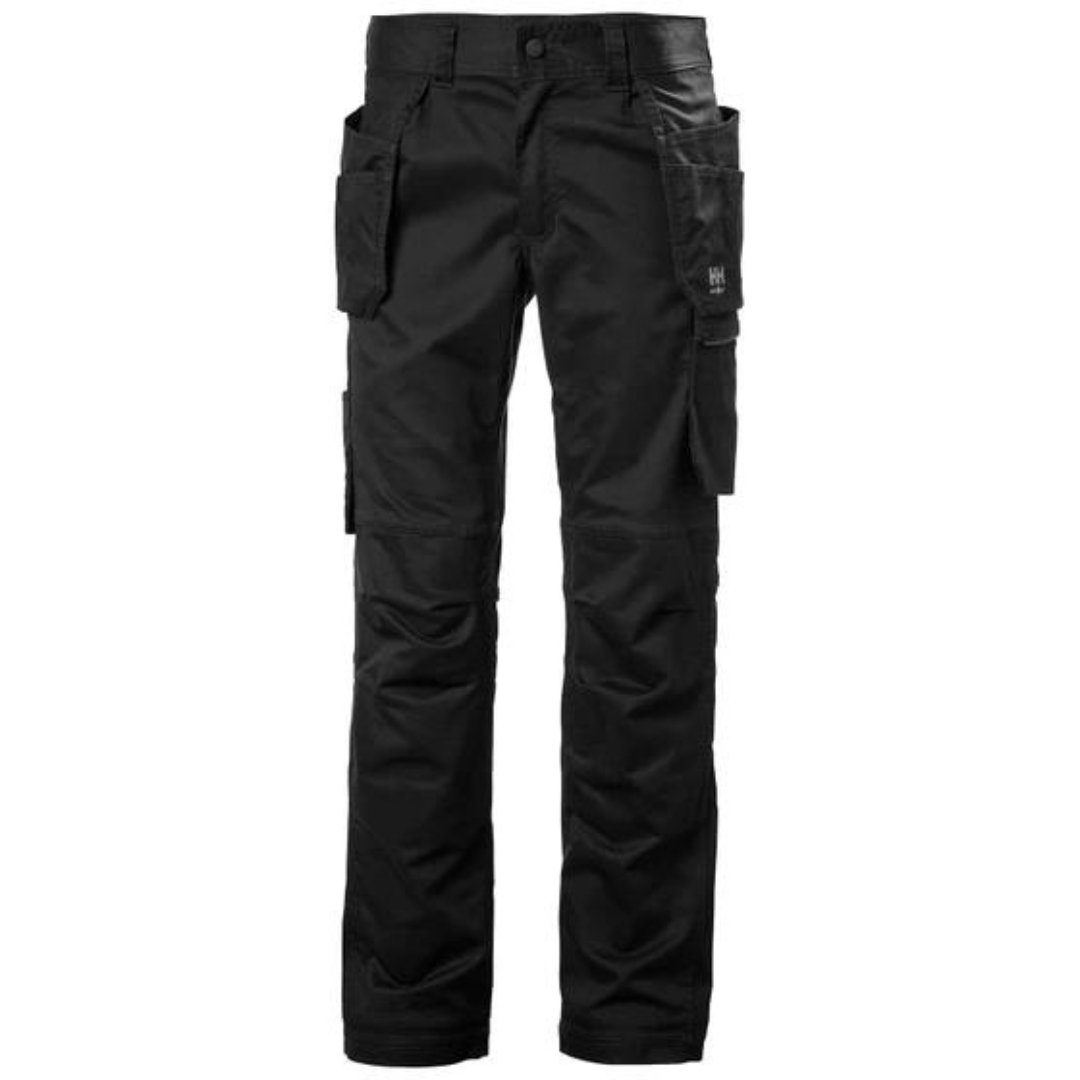 PANTALON DE TRAVAIL HELLY HANSEN WORKWEAR MANCHESTER CONSTRUCTION POUR HOMME COULEUR BLACK VU DU PANTALON LONG DE COULEUR NOIR DE FACE