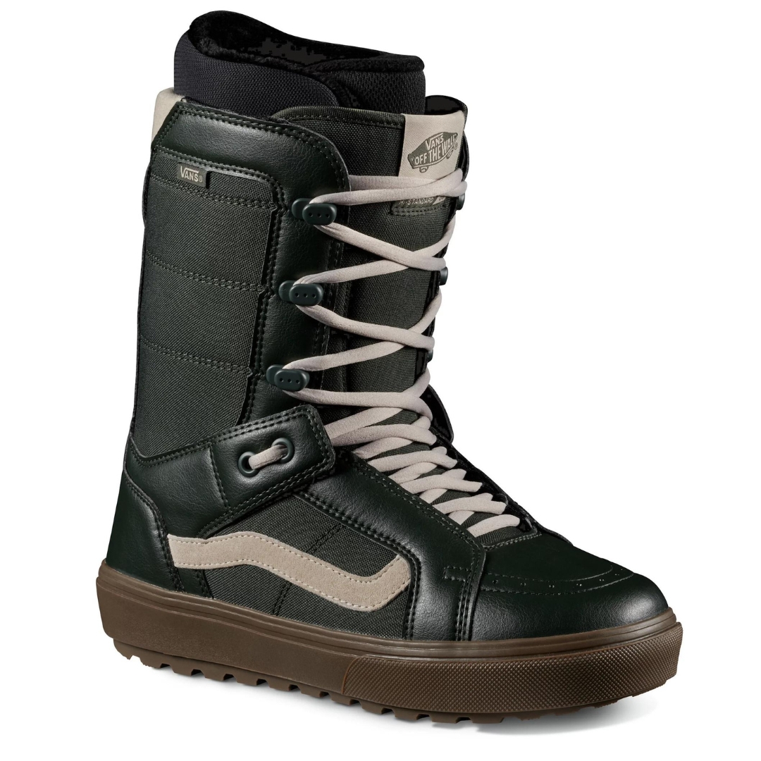 BOTTE DE PLANCHE À NEIGE VANS HI-STANDARD OG POUR HOMME COULEUR FOREST VUE DE LA BOTTE VERTE FONCÉE ET NOIRE DE PROFIL AVANT DROIT