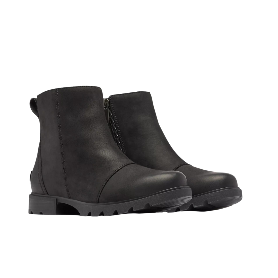 BOTTE D'HIVER IMPERMÉABLE SOREL EMELIE III ZIP POUR FEMME COULEUR 010-BLACK/BLACK VUE DE LES BOTTES NOIRE DE PROFIL DROIT