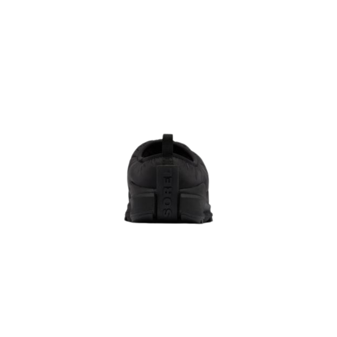 PANTOUFLE À ENFILER SOREL ONA RMX PUFFY POUR HOMME couleur 010-BLACK/WHITE vue de la pantoufle noire vue de dos