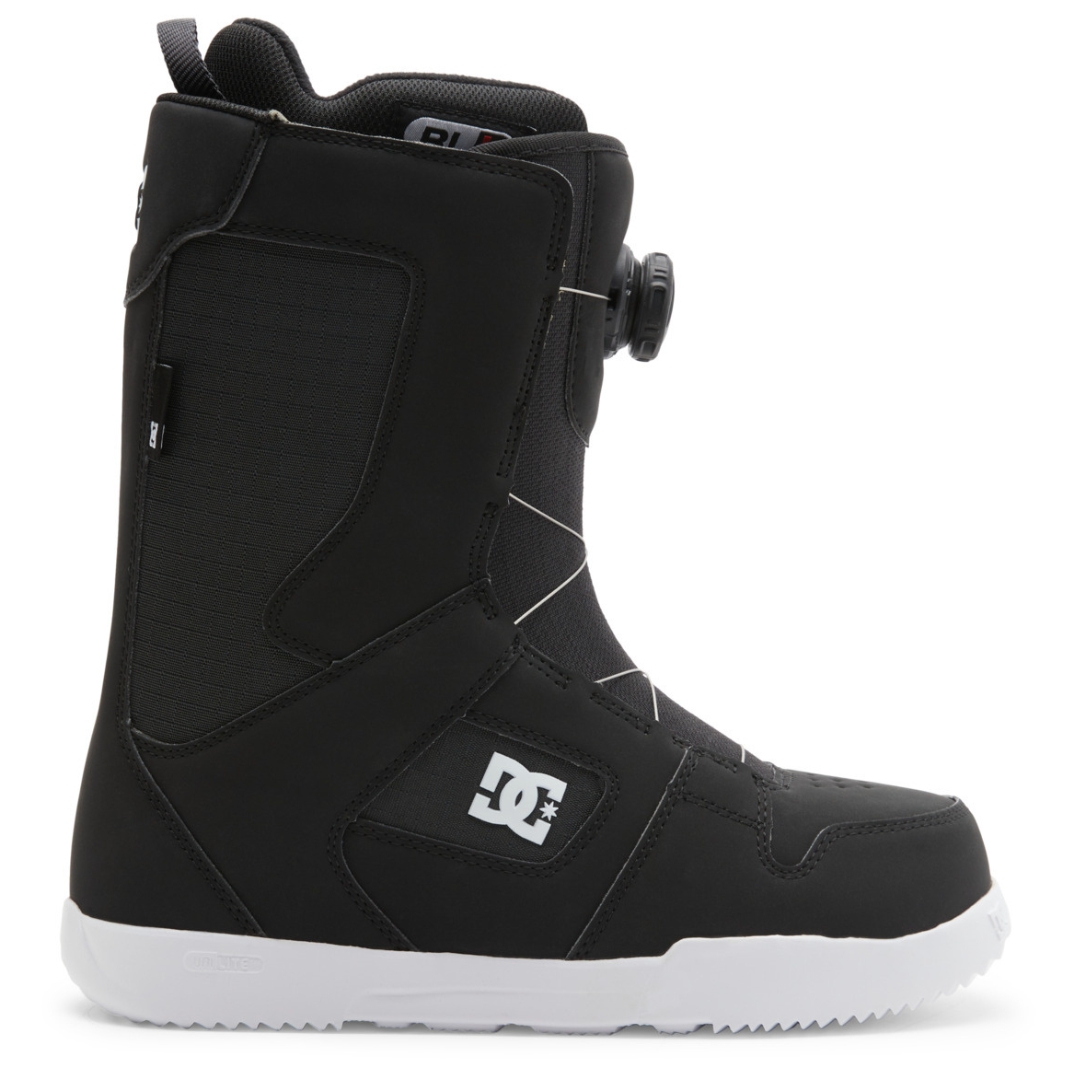 BOTTE DE PLANCHE À NEIGE DC SHOES PHASE BOA POUR HOMME couleur black/white vue de la botte droite de couleur noire et blanche de profil droit