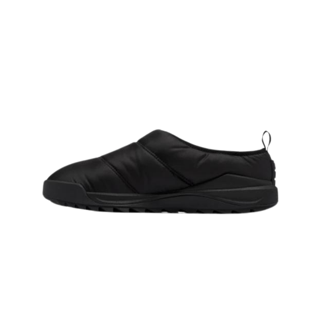 PANTOUFLE À ENFILER SOREL ONA RMX PUFFY POUR HOMME couleur 010-BLACK/WHITE vue de la pantoufle noire vue de profil gauche