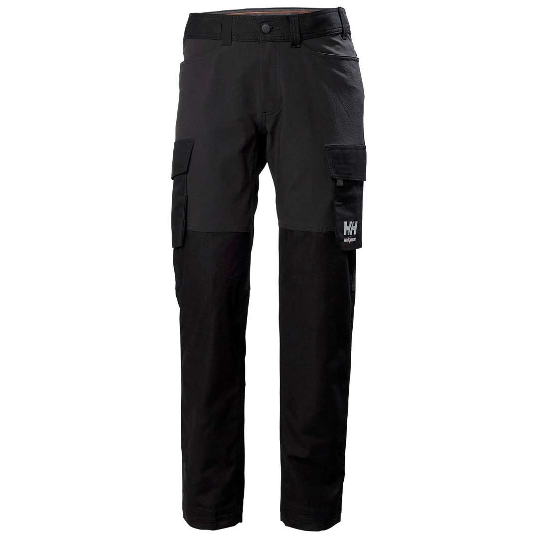 PANTALON CARGO DE TRAVAIL HELLY HANSEN WORKWEAR OXFORD 4X POUR HOMME couleur black vu du pantalon long de couleur noir de face