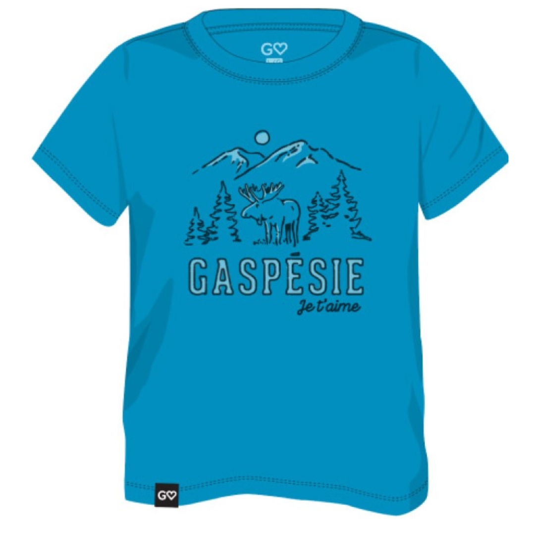 t-shirt GASPÉSIE JE T’AIME LOGO ORIGNAL POUR JUNIOR couleur sapphire