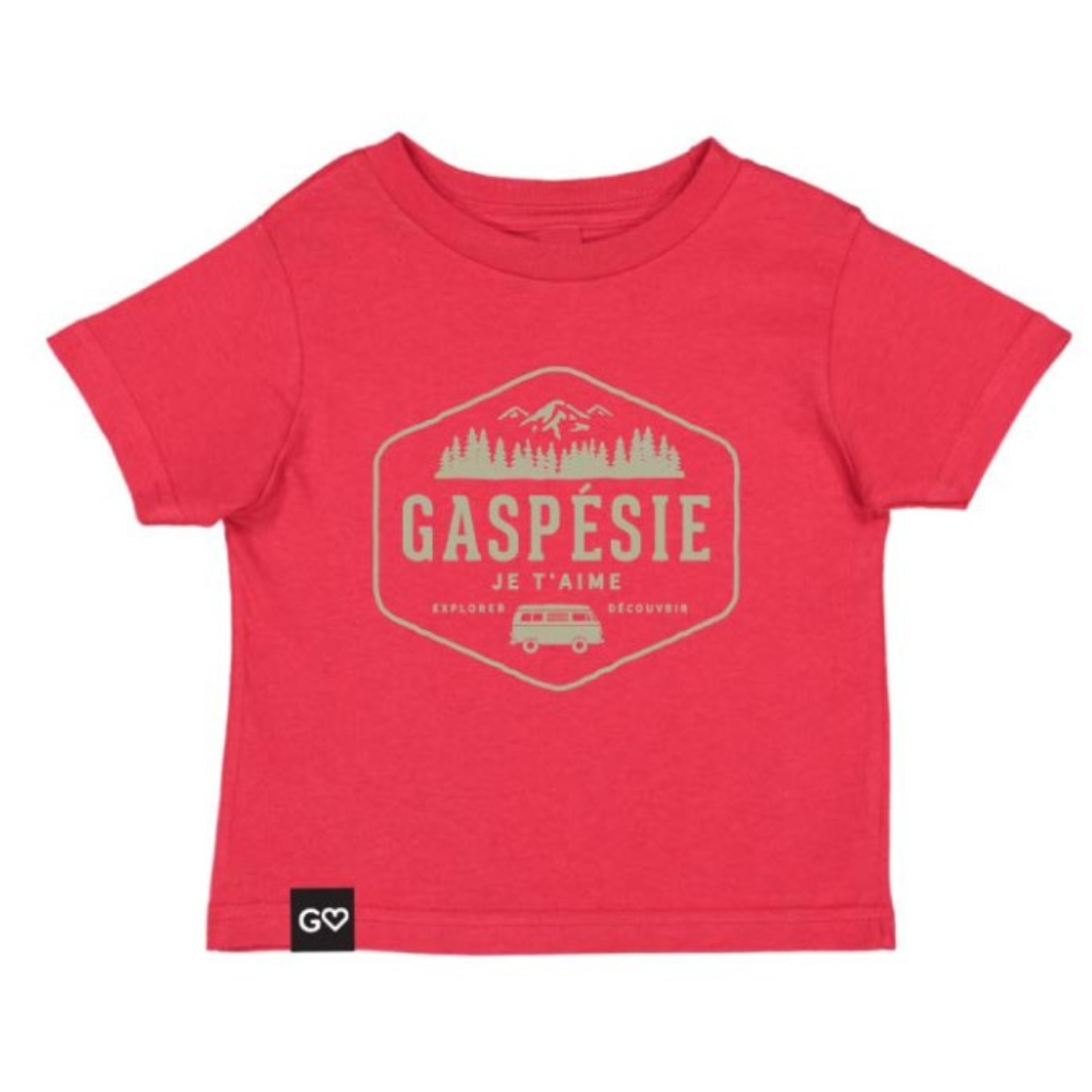 T-SHIRT GASPÉSIE JE T’AIME LOGO VAN POUR BÉBÉ COULEUR ROUGE