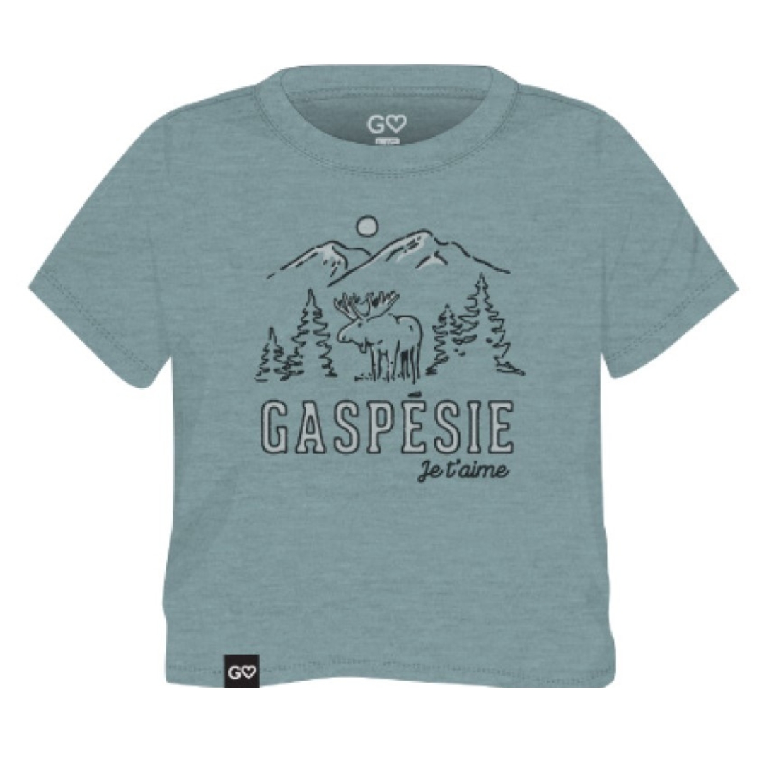 T-SHIRT GASPÉSIE JE T’AIME LOGO ORIGNAL POUR BÉBÉ COULEUR SURF