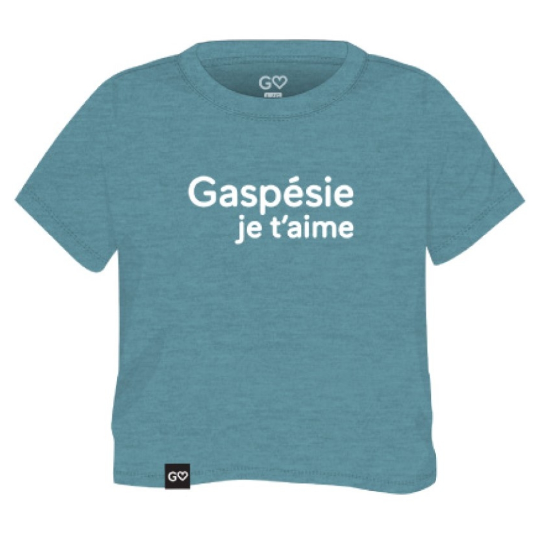 T-SHIRT GASPÉSIE JE T’AIME LOGO GASPÉSIE JE T’AIME POUR BÉBÉ COULEUR SURF