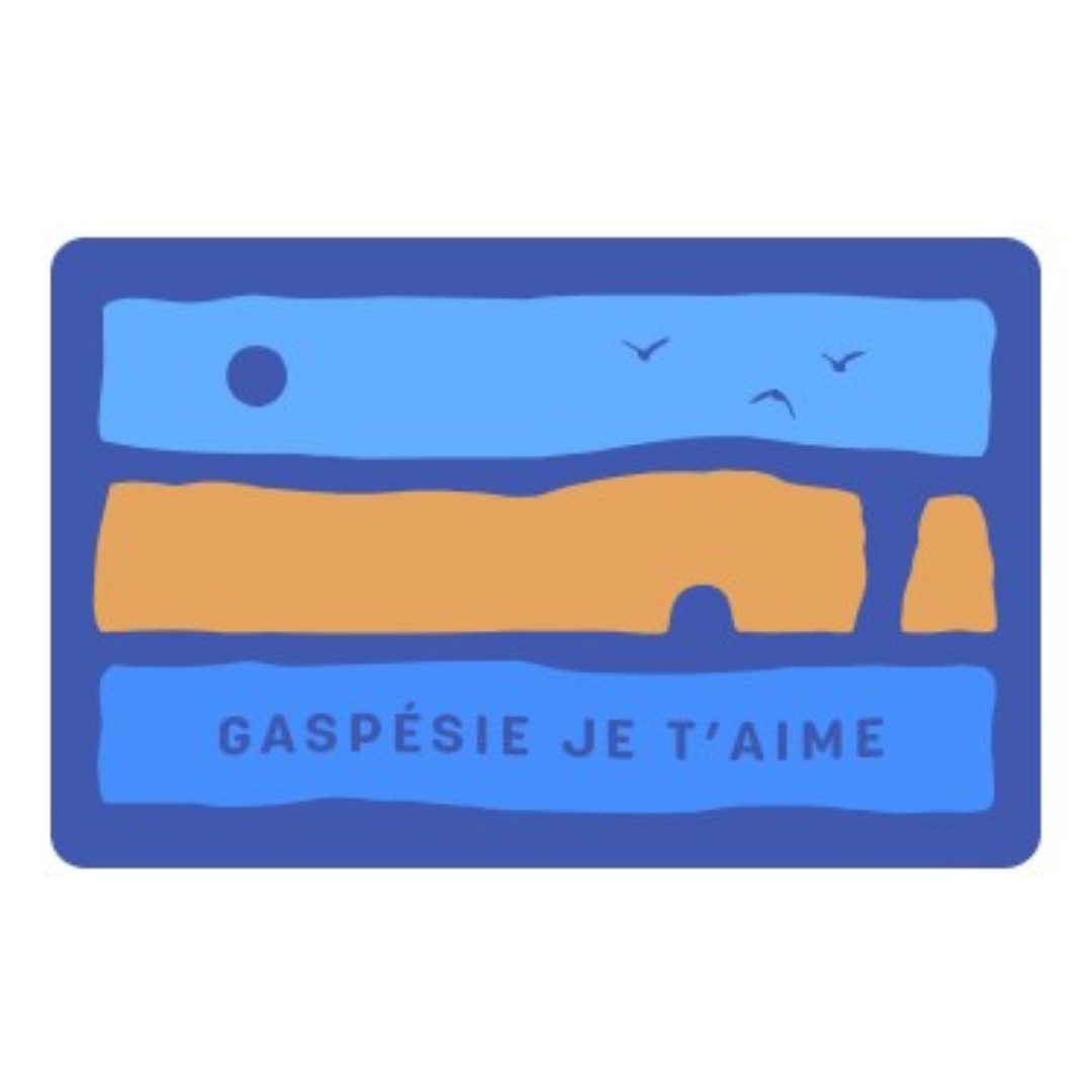 AUTOCOLLANT EN VINYLE GASPÉSIE JE T'AIME LOGO ROCHER PERCÉ couleur bleu