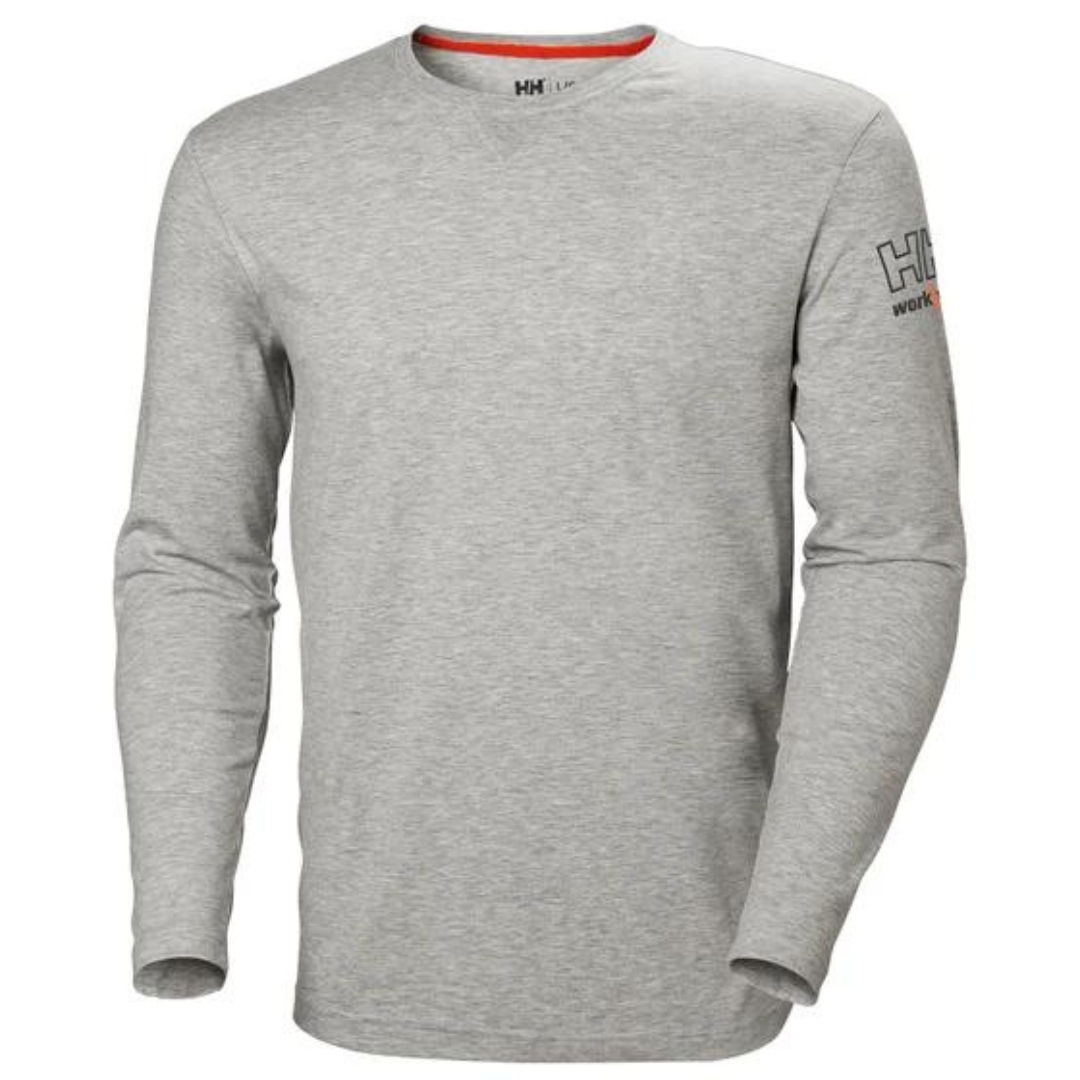 CHANDAIL À MANCHES LONGUES HELLY HANSEN WORKWEAR KENSINGTON POUR HOMME couleur grey melange chandail vu de face seul logo hh workwear visible sur la manche droite