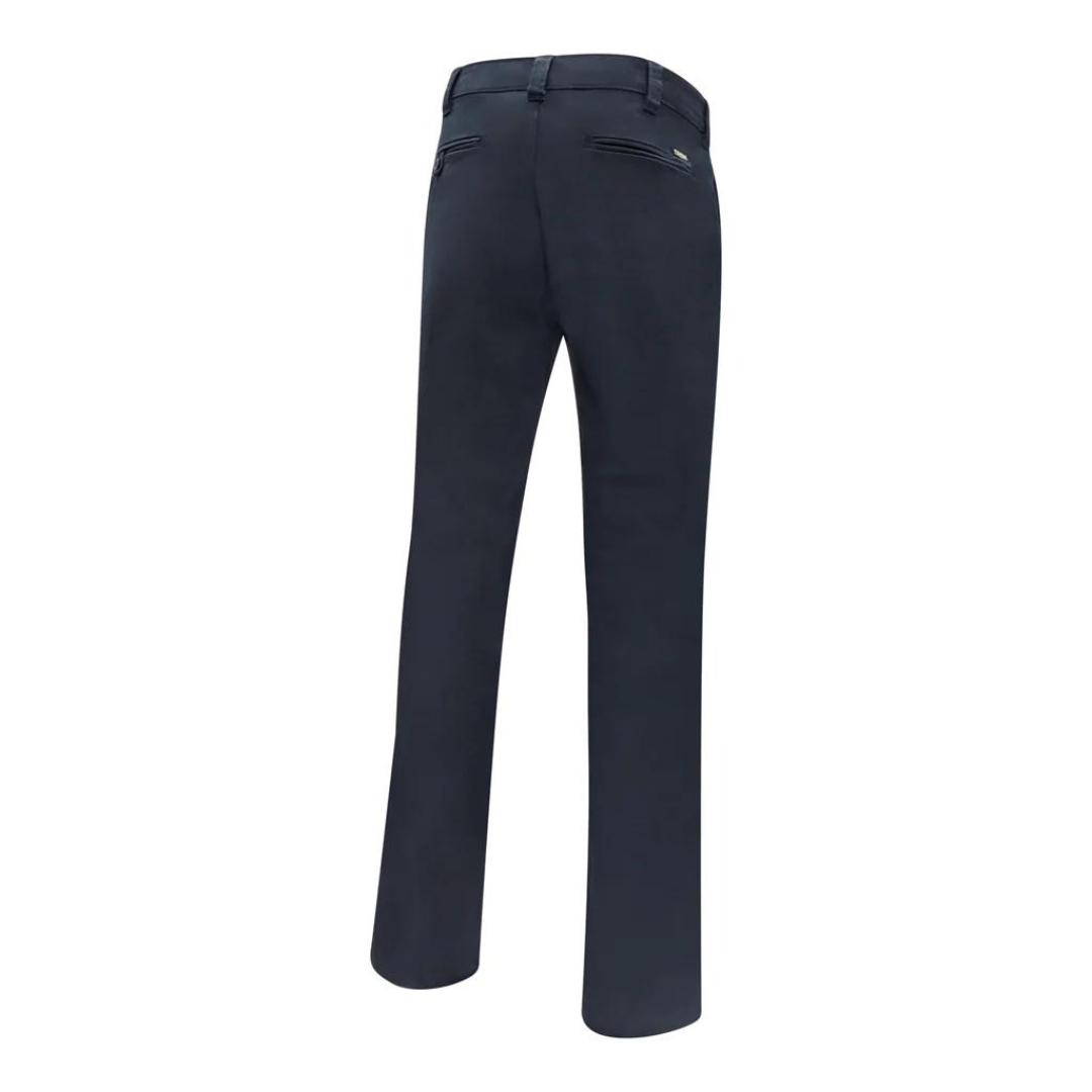 PANTALON DE TRAVAIL EXTENSIBLE TASK POUR HOMME couleur navy vu de dos poches plaquées visibles aux fesse passants à ceinture sur le pantalon bleu marin uni