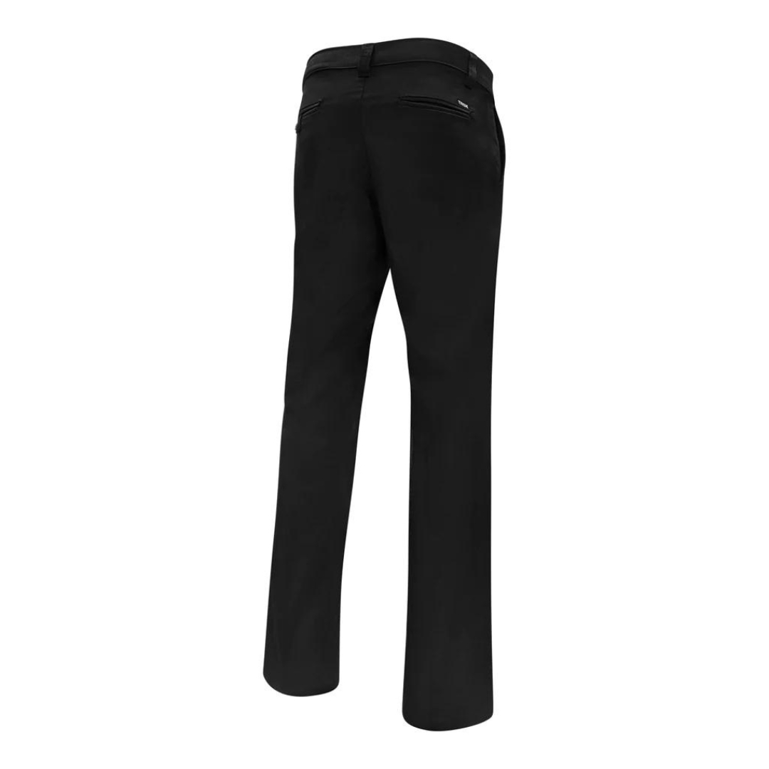 PANTALON DE TRAVAIL EXTENSIBLE TASK POUR HOMME couleur black vu de dos poches plaquées visibles aux fesse passants à ceinture sur le pantalon noir uni