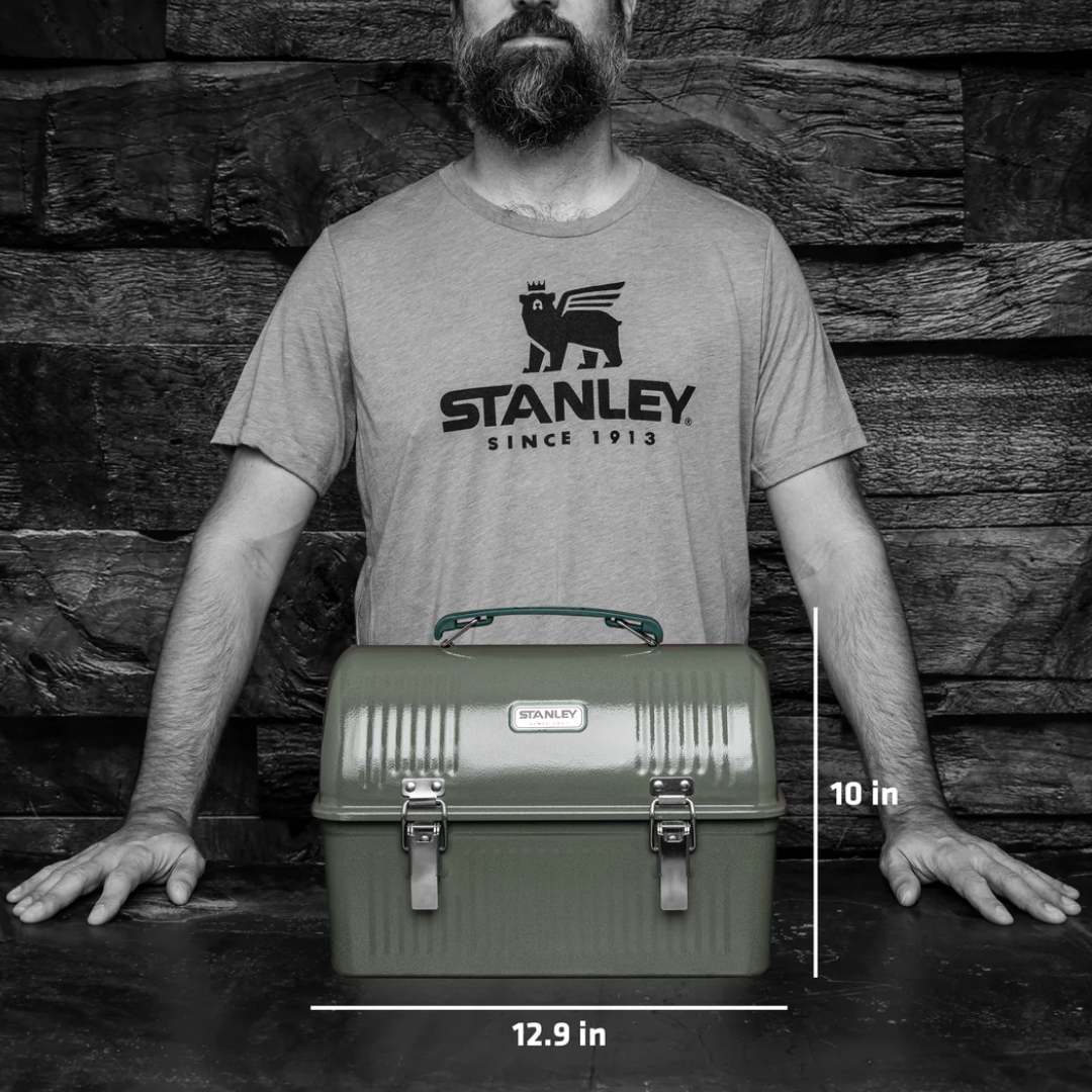 BOÎTE À LUNCH STANLEY LEGENDARY CLASSIC couleur Hammertone Green vue des dimensions de la boite à lunch