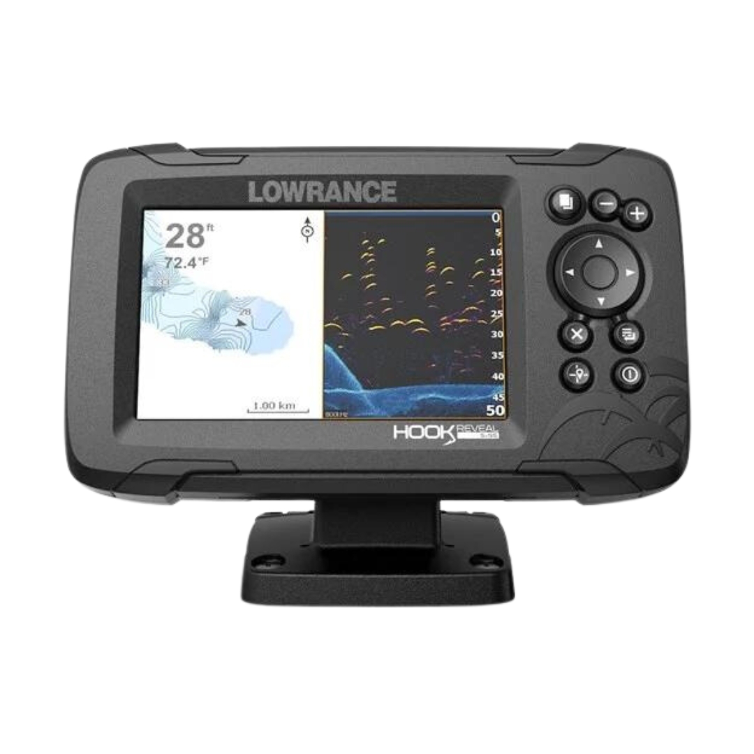 SONAR PORTATIF LOWRANCE HOOK REVEAL 5 SPLIT SHOT ALL SEASON VUE DE L'ÉCRAN DU SONAR