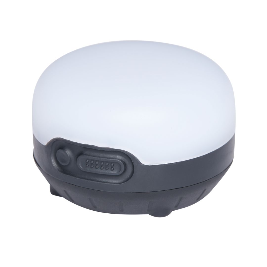 LANTERNE BLACK DIAMOND MOJI+ RECHARGEABLE couleur black vue de la lanterne du dessus avant, on voit les boutons de controle sur la base grise charcoal de la lanterne. son dessus est blanc