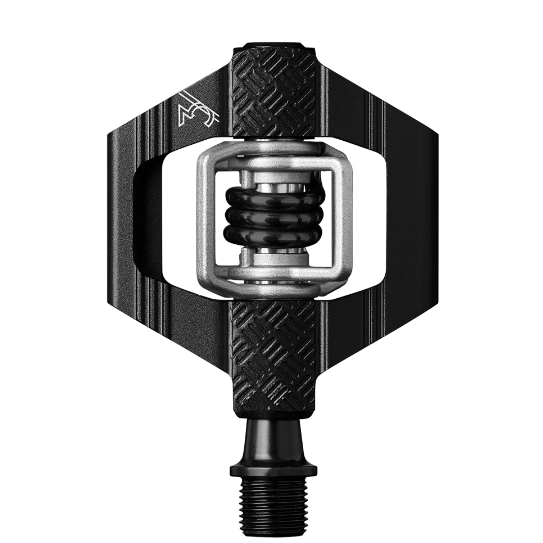 PÉDALE DE VÉLO CRANKBROTHERS CANDY 3 couleur black /black sping vue de la pédale entièrement noire avec la cale gris argent,