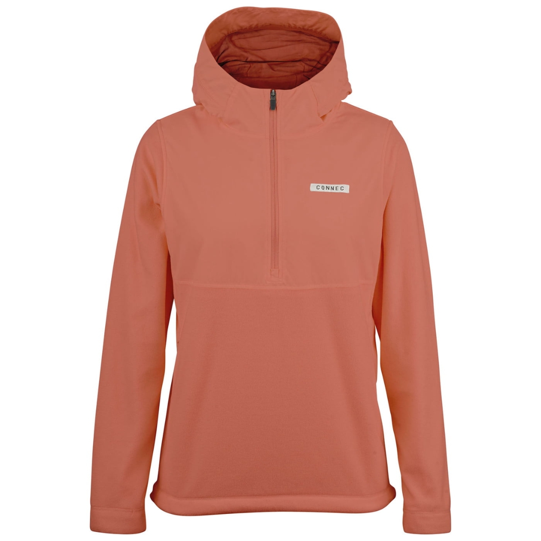 Le chandail à capuchon Connec Outdoors demi-zip Alaska couleur TERRA COTTA pour femme comporte un filet moustiquaire amovible déployable avec fermeture éclair intégrée dans le capuchon, de sorte que vous pouvez le garder à cet endroit  ou le retirer complètement lorsque la saison des moustiques est terminée. Ce chandail à capuchon d’une douceur inégalée, fait de molleton en polyester sur les deux côtés, offre un confort et une chaleur faisant en sorte que vous ne voudrez plus vous en séparer. Son capuchon et ses épaules sont faits de nylon pour une meilleure protection face aux intempéries et à l’abrasion. Sa demi-fermeture éclair permet d’ajuster le débit d’air entrant et ses deux poches latérales créent un espace de rangement sécuritaire pour les objets. Il est ajustable à la taille, créant ainsi une protection additionnelle contre les moustiques et comporte une poche kangourou à l'avant et un logo Connec de couleur beige avec écriture noir au devant en haut à gauche.