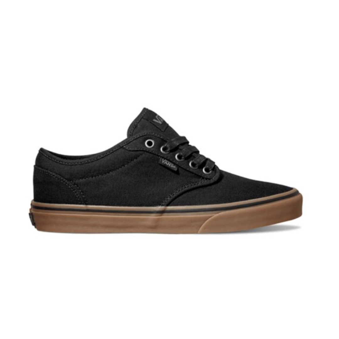 CHAUSSURE URBAINE VANS ATWOOD POUR HOMME couleur black/gum vue de la chaussure droite corps noir et semelle d'usure gum naturel vue de profil droit