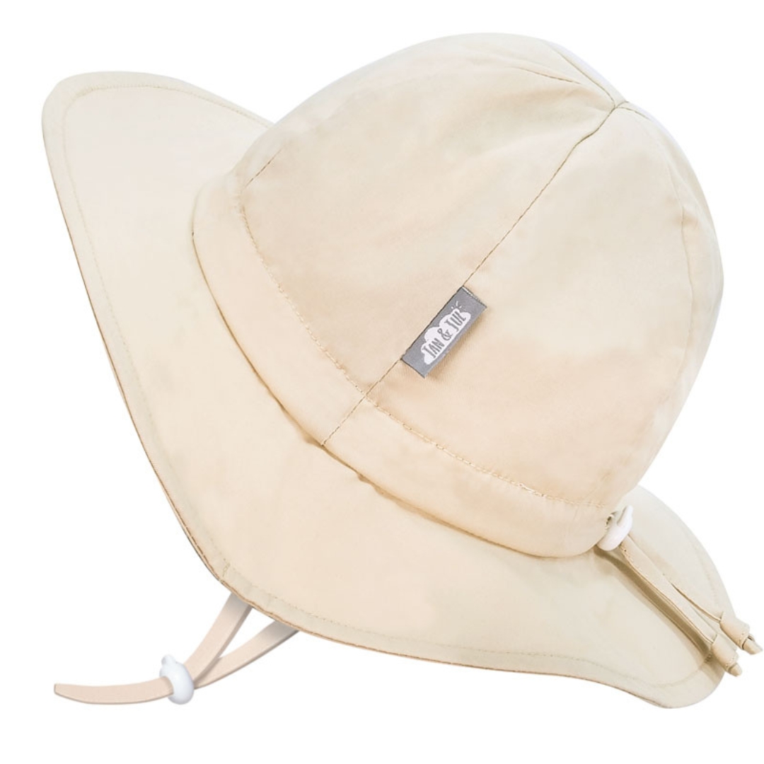 CHAPEAU DE SOLEIL JAN & JUL FLOPPY EN COTON POUR ENFANT COULEUR SAND VU DU CHAPEAU BEIGE