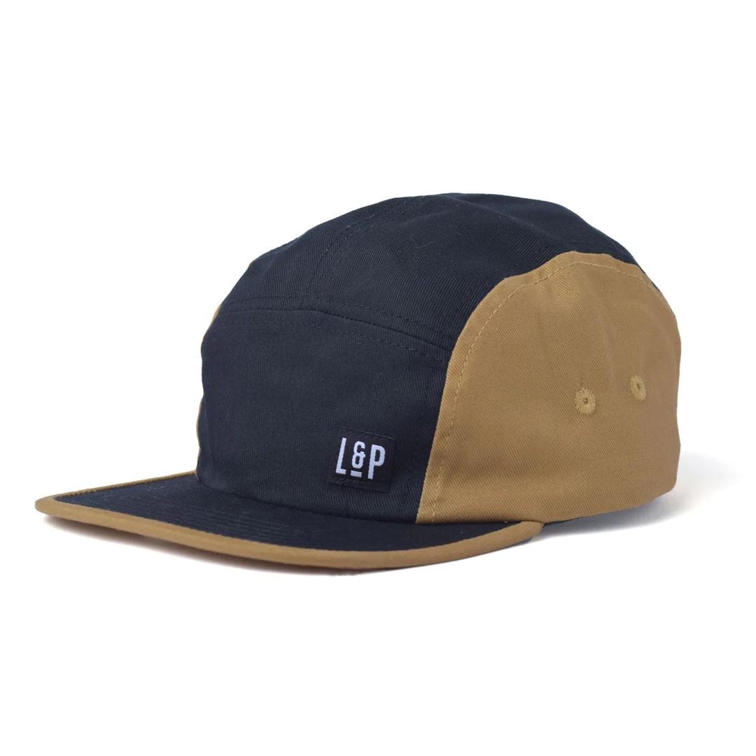 CASQUETTE L & P WOOD 1.0 SNAPBACK POUR BÉBÉ ET ENFANT couleur noir et tan vue de la casquette brun/beige et noir de profil avant gauche