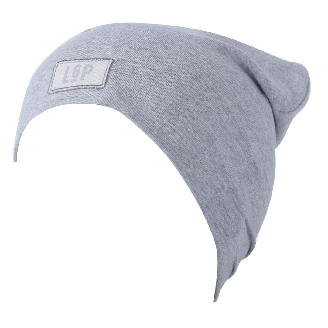 TUQUE EN COTTON L & P BOSTON V22 POUR ENFANT couleur gris mixte vue de la tuque grise chinée de profil avant gauche