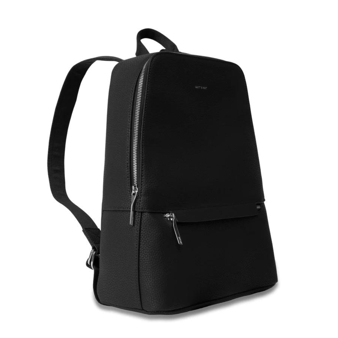 SAC À DOS MATT & NAT ELISE PURITY couleur black vu du sac noir d profil avant droit