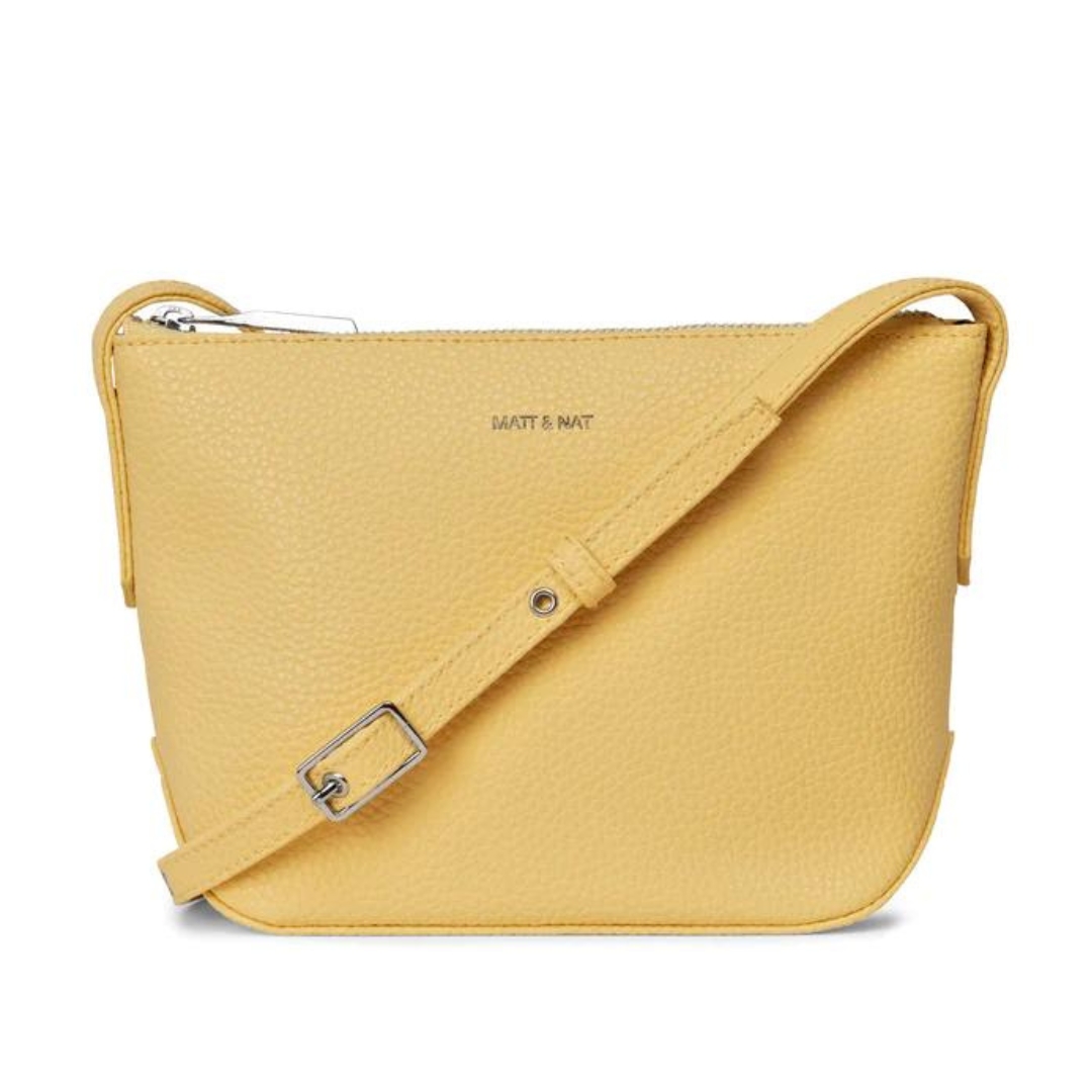 SAC À BANDOULIÈRE MATT & NAT SAM PURITY COULEUR ZEST VU DU SAC JAUNE PALE DE FACE