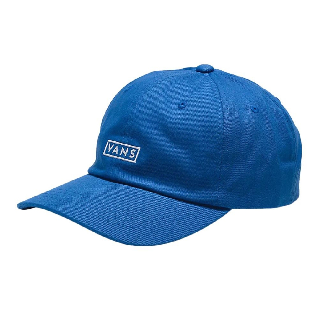 CASQUETTE VANS CURVED BILL JOCKEY POUR ADULTE couleur 7WM-TRUE BLUE vue de la casquette bleue royale avec broderie blanche de profil avant gauche