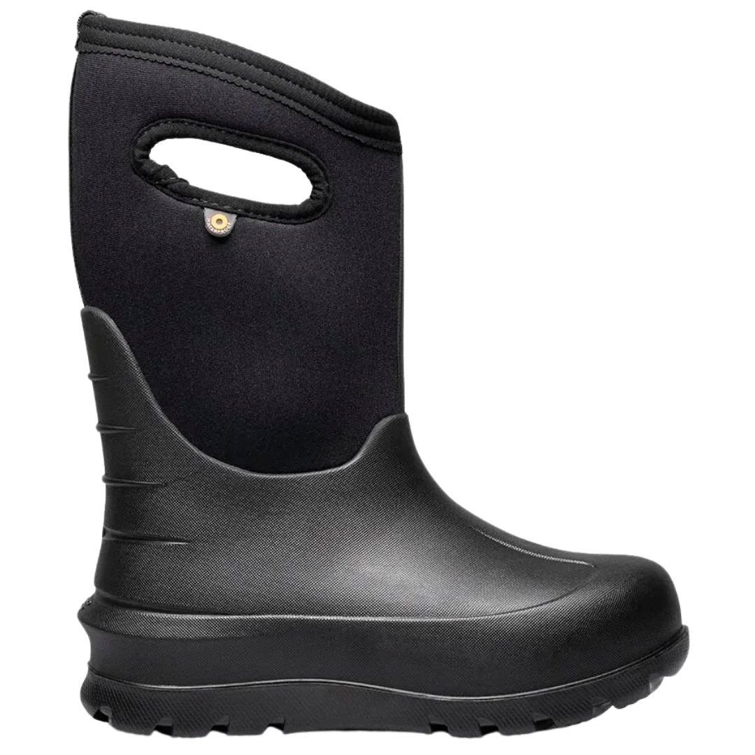 BOTTE DE PLUIE BOGS NEO-CLASSIC POUR ENFANT et junior COULEUR 001-BLACK VU DE LA BOTTE NOIRE DE PROFIL DROIT