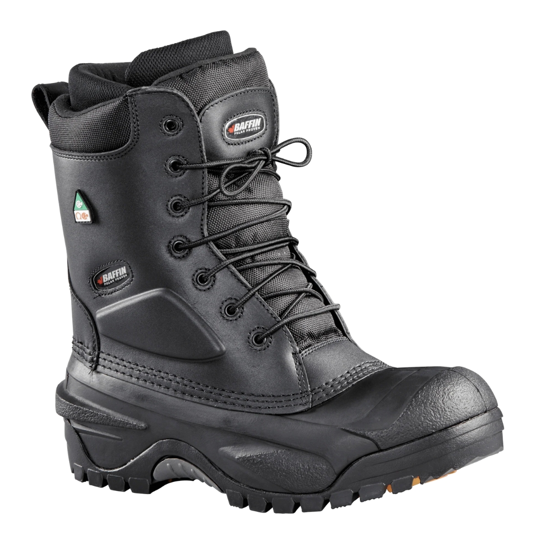 BOTTE D'HIVER DE SÉCURITÉ BAFFIN WORKHORSE POUR HOMME COULEUR NOIR VU DE LA BOTTE NOIRE À LACET DE PROFIL AVANT DROIT