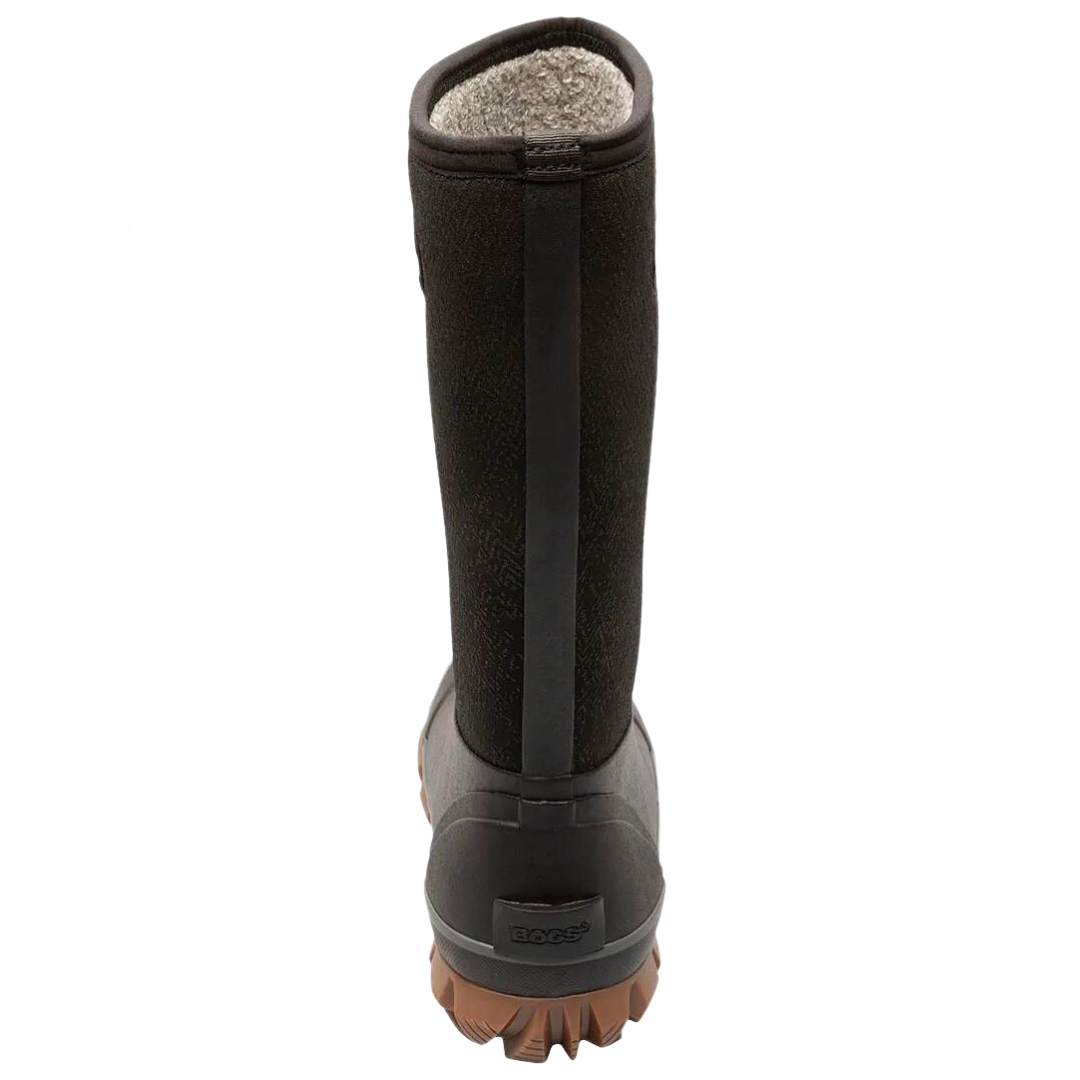 BOTTE D'HIVER BOGS WHITEOUT FADED POUR FEMME couleur 001-black vu de la botte droite de couleur noire avec semelle couleur gum de dos