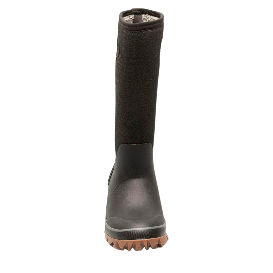 BOTTE D'HIVER BOGS WHITEOUT FADED POUR FEMME couleur 001-black vu de la botte droite de couleur noire avec semelle couleur gum de face
