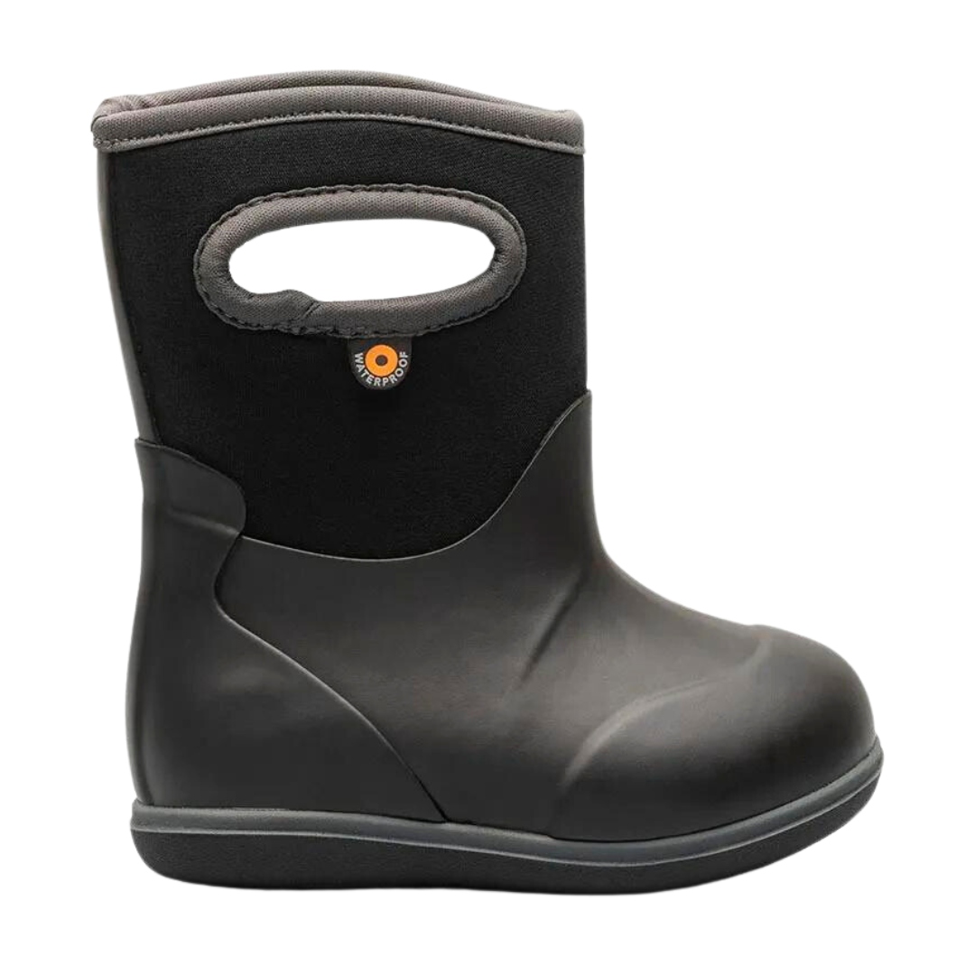 BOTTE ISOLÉE BOGS BABY CLASSIC SOLID POUR ENFANT (7 À 10) couleur 001-black vu de la botte droite imperméable noire de profil droit