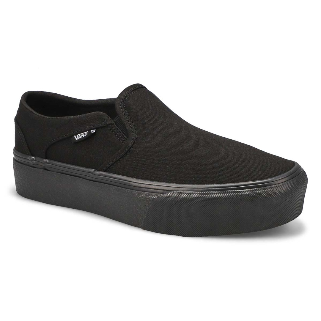 CHAUSSURE URBAINE VANS ASHER PLATFORM POUR FEMME couleur black/black vue de la chaussure entièrement noire de profil avant droit