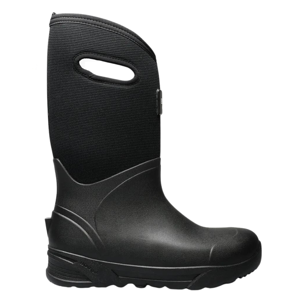 BOTTE D'HIVER IMPERMÉABLE BOGS BOZEMAN TALL POUR HOMME couleur 001-black vue de la botte droite entièrement noire de profil droit