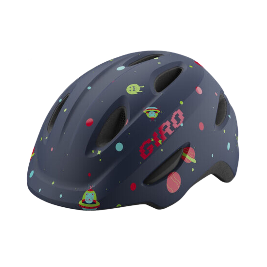 CASQUE DE VÉLO GIRO SCAMP POUR ENFANT COULEUR Matte Midnight Space VU DE PROFIL AVANT GAUCHE
