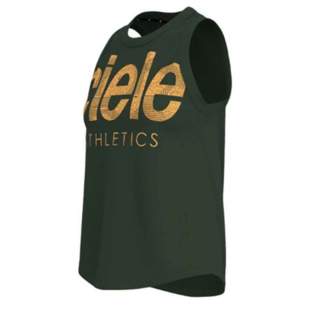 CAMISOLE D'ENTRAINEMENT CIELE ATHLETICS WNSBTANK BOLD ATHLETICS POUR FEMME couleur FG001-MOLISE vue de la camisole verte forêt lettrée dorée de face