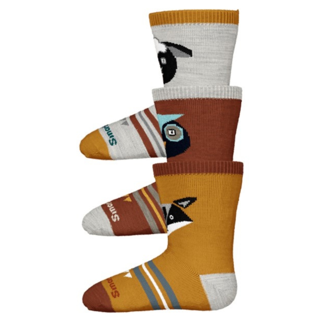 CHAUSSETTES SMARTWOOL TRIO POUR TOUT-PETIT couleur ash vue des 3 chaussettes dans les tons crème et ocre