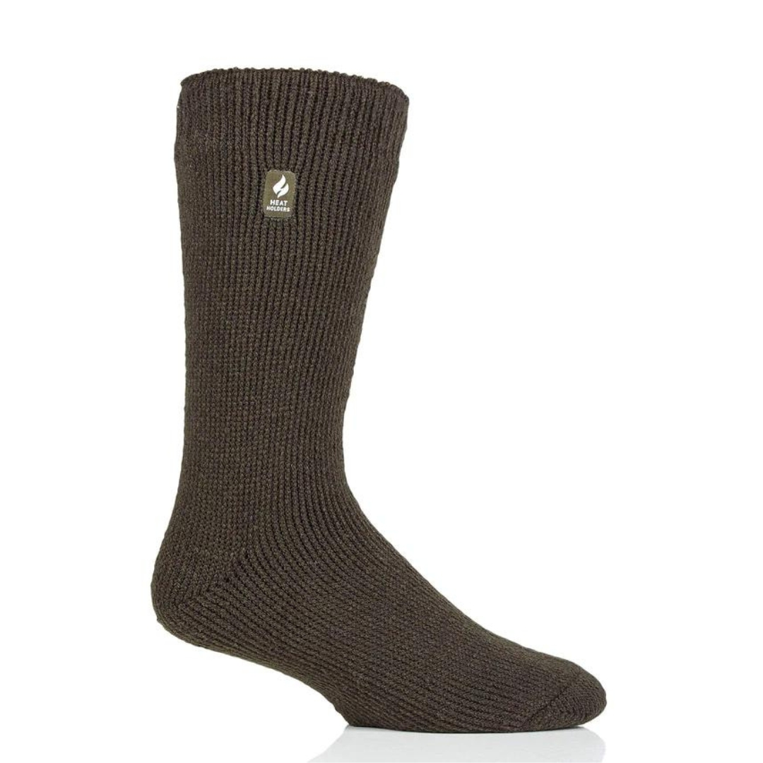 CHAUSSETTE THERMIQUE HEAT HOLDERS JOSHUA SOLID CREW POUR HOMME couleur dark forest green vu du bas vert forêt