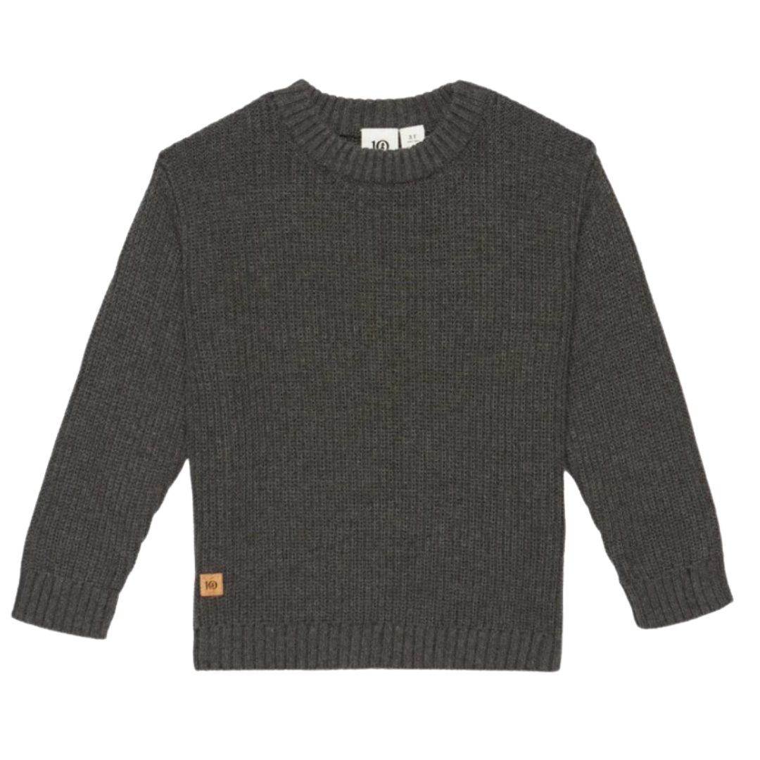 CHANDAIL EN TRICOT À MANCHES LONGUES TENTREE HIGHLINE POUR ENFANT couleur DARK GREY HEATHER vu du chandail gris foncé chiné vu de face