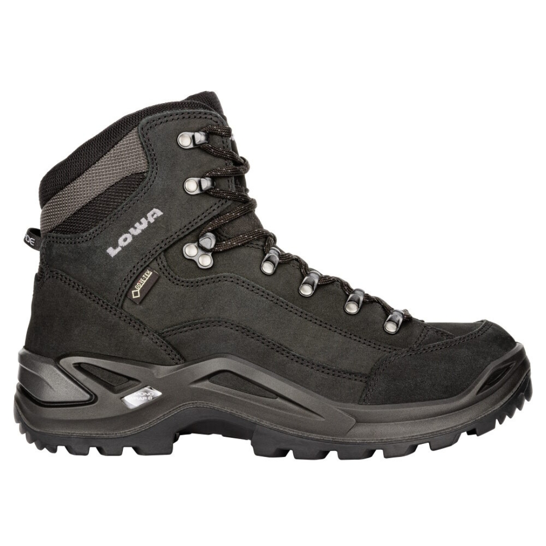 BOTTE DE RANDONNÉE LOWA RENEGADE GTX MID WIDE POUR HOMME couleur deepblack vue de la botte droite de profil droit