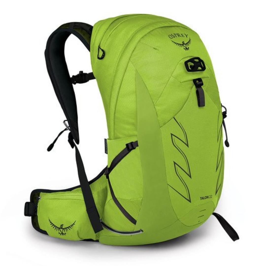 SAC À DOS DE RANDONNÉE OSPREY TALON 22 POUR HOMME COULEUR LIMON GREEN VU DU SAC VERT LIME DE PROFIL AVANT DROIT