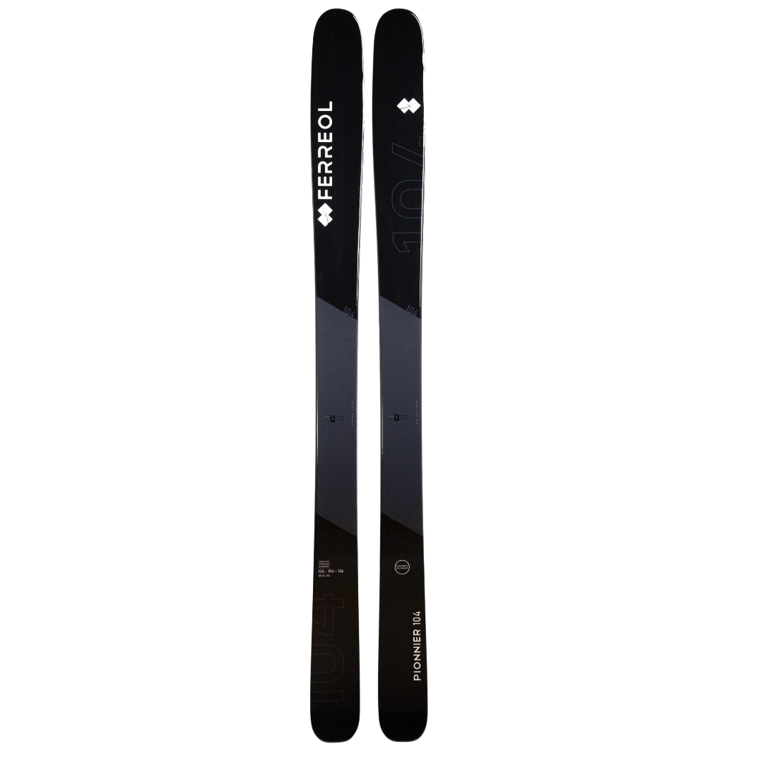 SKI APLIN FERREOL PIONNIER 104 VU DU DESSUS DES SKIS NOIRS ET GRIS