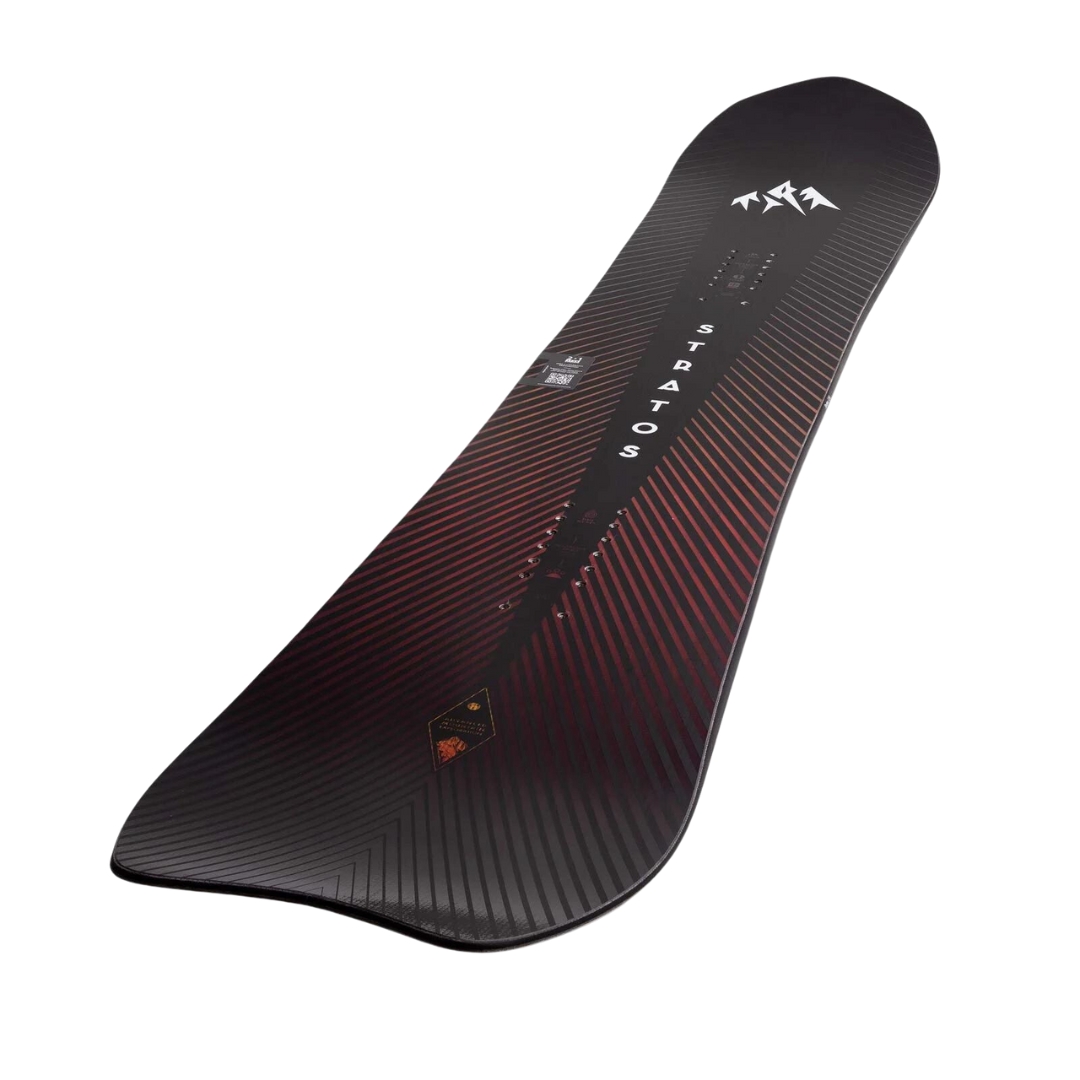 PLANCHE À NEIGE JONES STRATOS POUR HOMME vu de la planche rouge et noire du dessus en biais
