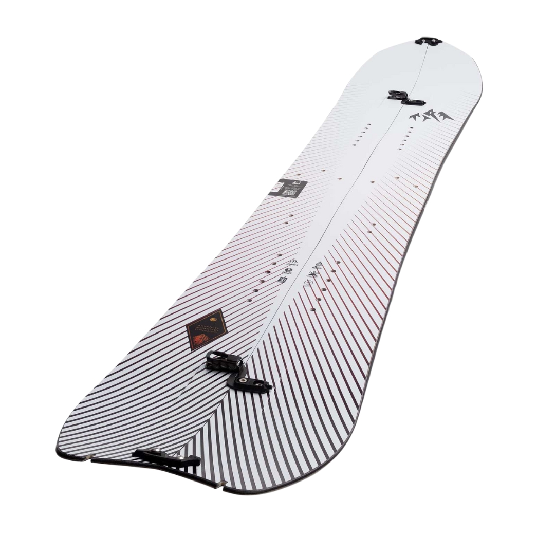 SPLITBOARD JONES STRATOS POUR HOMME vu de la planche blanche lignée rouge et noire vue du dessus en biais