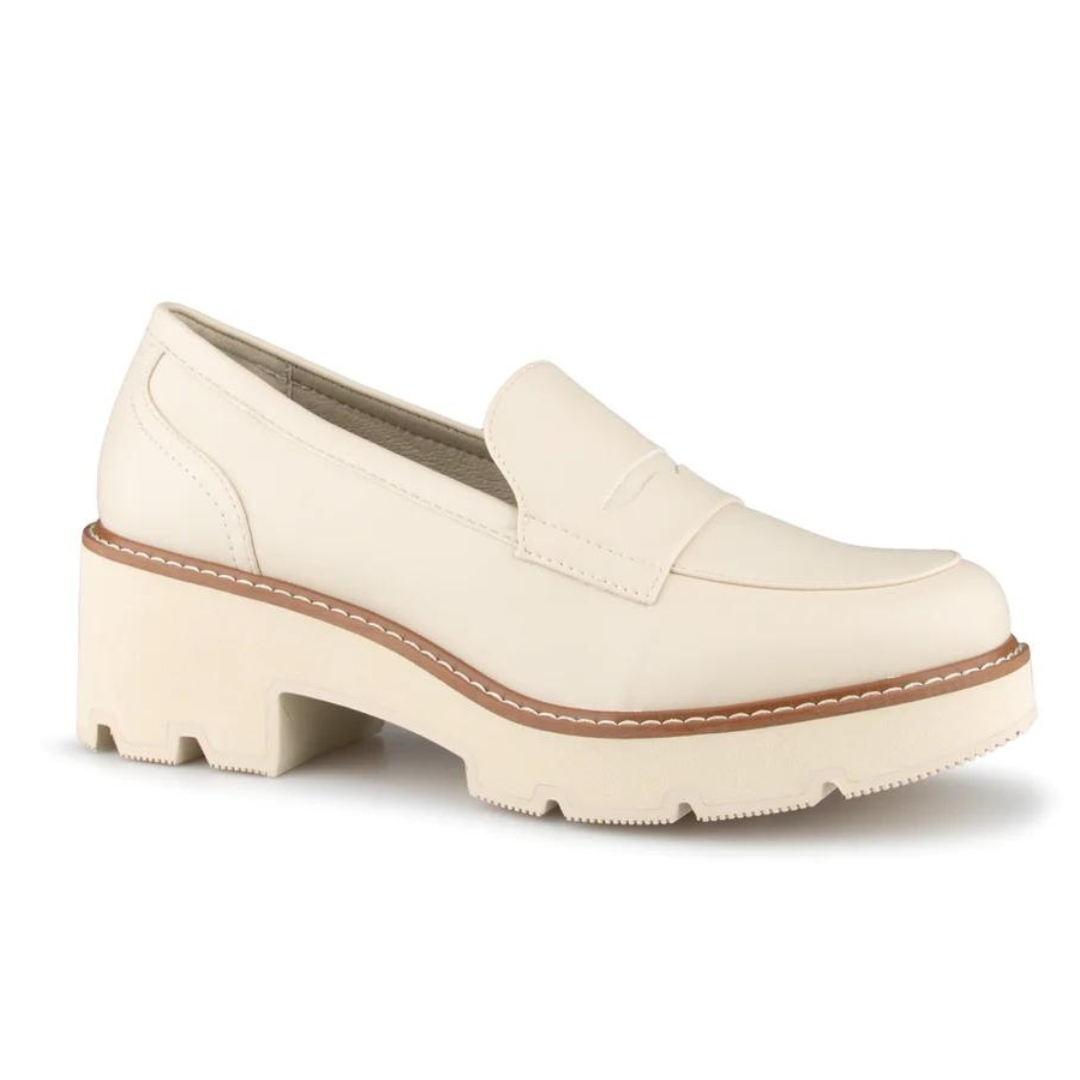 CHAUSSURE URBAINE ALBERTO COGUMELO POUR FEMME couleur beige vu de la chaussure blanc crème de profil droit