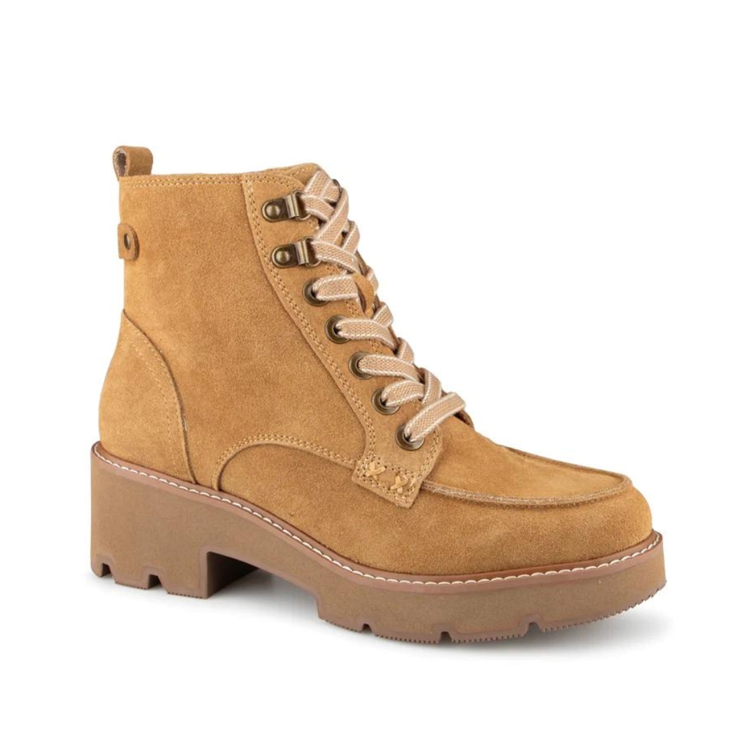 BOTTILLON URBAIN LACÉ ALBERTO POUR FEMME couleur tan vu du bottillon brun de profil droit