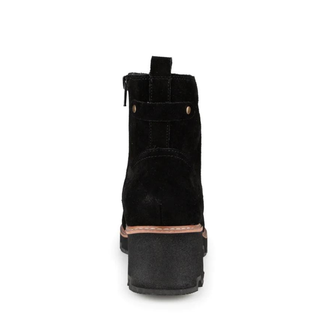 BOTTILLON URBAIN LACÉ ALBERTO POUR FEMME couleur noir vu du bottillon noir et brun de l'arrière
