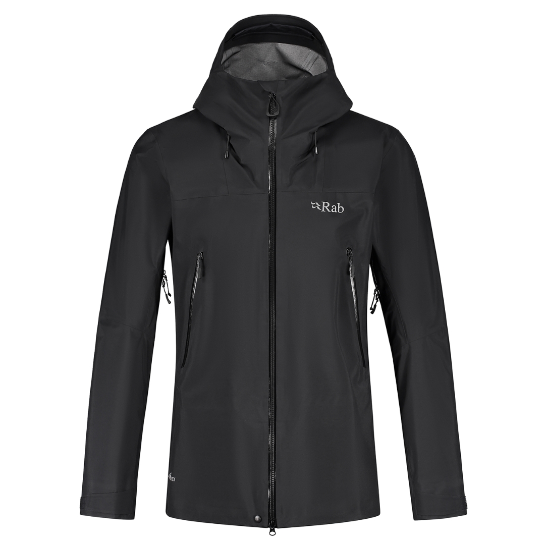 COQUILLE RAB KANGRI GORE-TEX POUR HOMME couleur black vu du manteau noir de face
