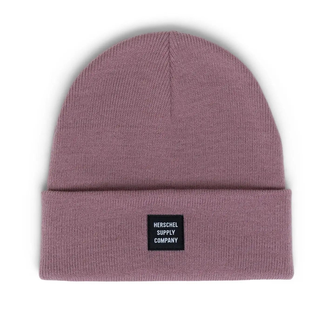 TUQUE HERSCHEL ABBOTT POUR ADULTE COULEUR ASH ROSE VUE DE LA TUQUE ROSE CENDRÉ DE FACE