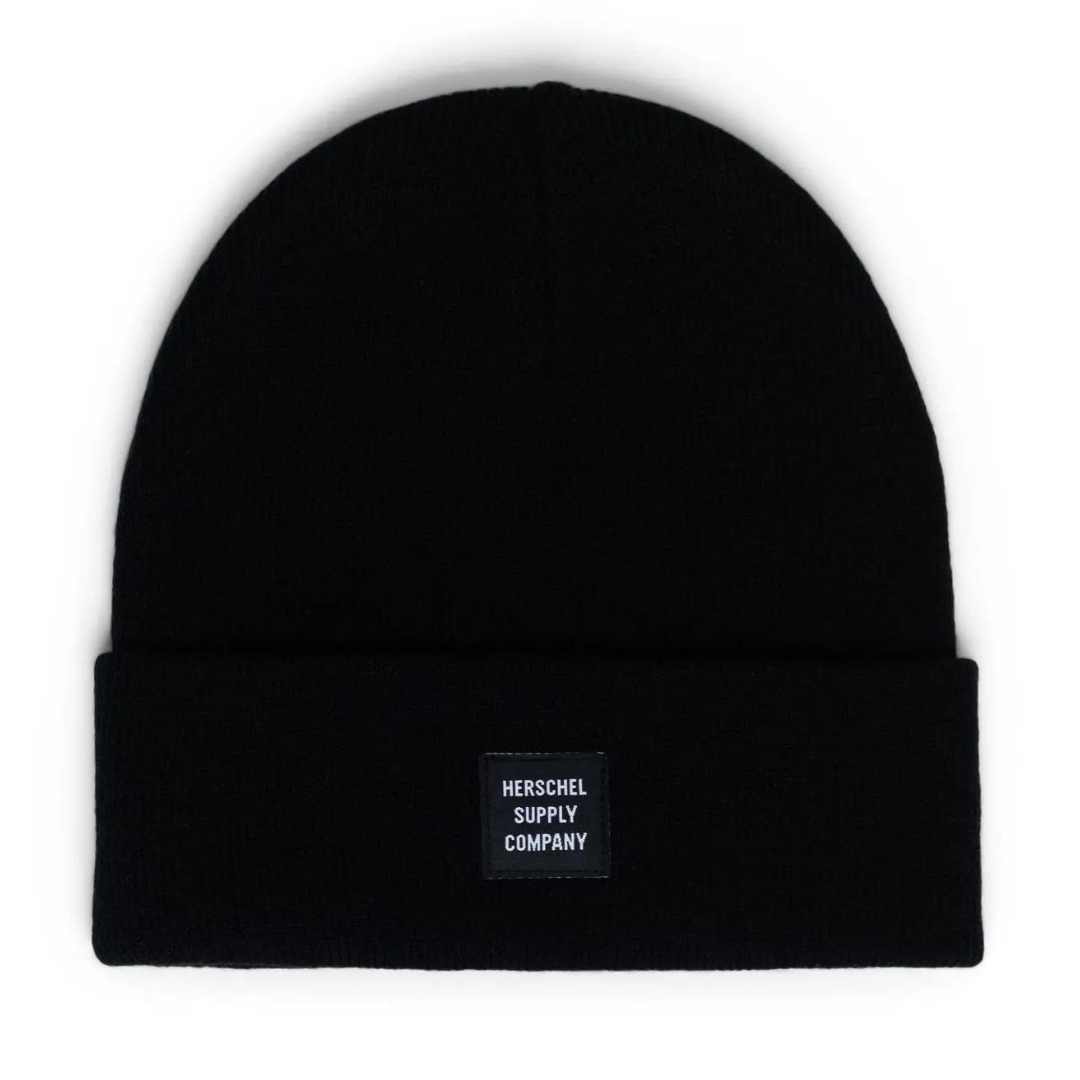 TUQUE HERSCHEL ABBOTT POUR ADULTE COULEUR BLACK VUE DE LA TUQUE NOIRE DE FACE